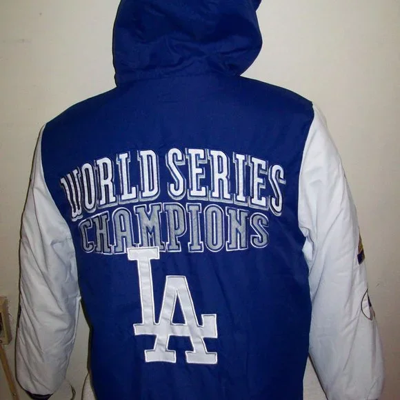 LOS ANGELES DODGERS 7 TIME WORLD SERIES CHAMPIONSHIP Hooded Jacket M L 2X - Picture 2 of 13